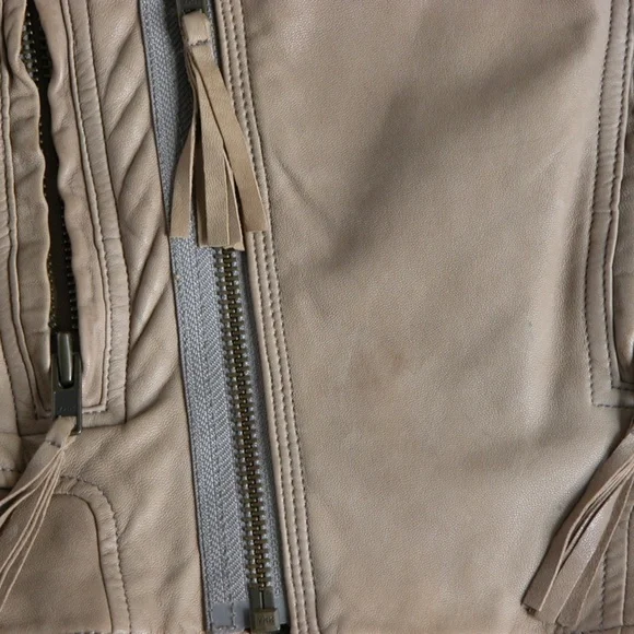 JOIE Sexy Beige Leather Moto Jacket Wms XS - Picture 7 of 8